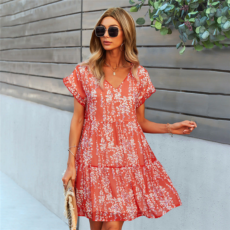 Robe Courte Volants Été